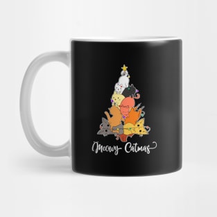 Funny cute meowy christmas tree Mug